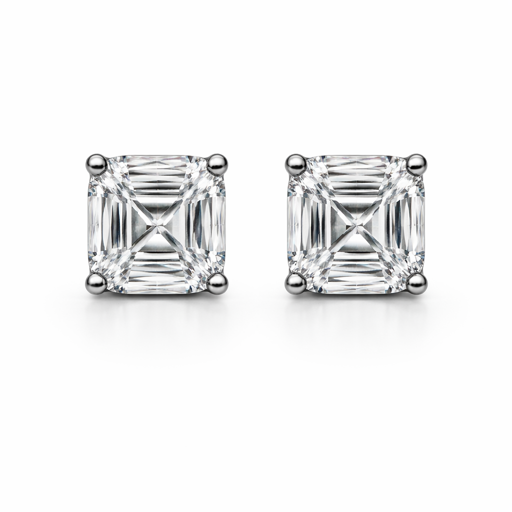 Asscher Solitaire Studs